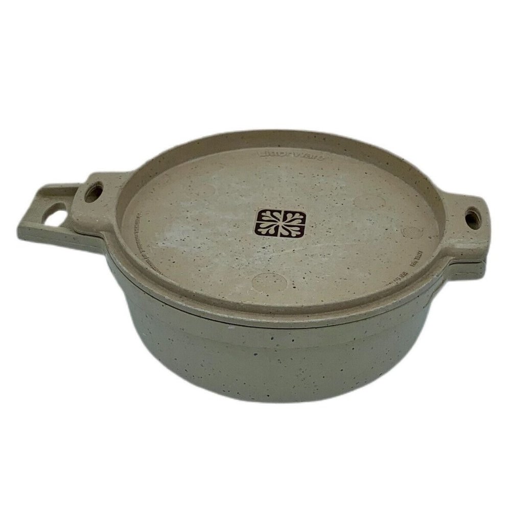 Vintage Littonware Microwave Cookware 2 Cup Round Bowl with Lid 39278 Tan Food